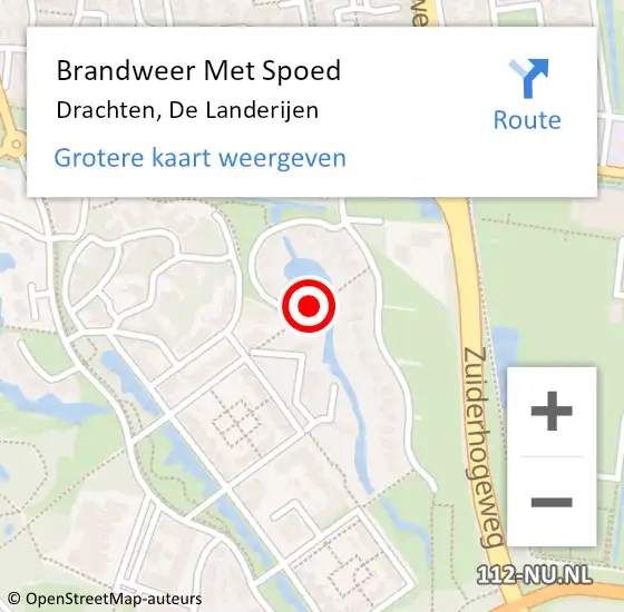 Locatie op kaart van de 112 melding: Brandweer Met Spoed Naar Drachten, De Landerijen op 3 mei 2019 23:21