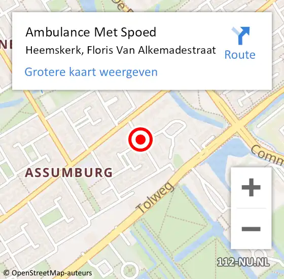 Locatie op kaart van de 112 melding: Ambulance Met Spoed Naar Heemskerk, Floris Van Alkemadestraat op 3 mei 2019 23:22