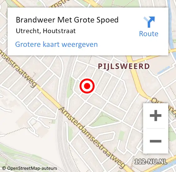 Locatie op kaart van de 112 melding: Brandweer Met Grote Spoed Naar Utrecht, Houtstraat op 3 mei 2019 23:26