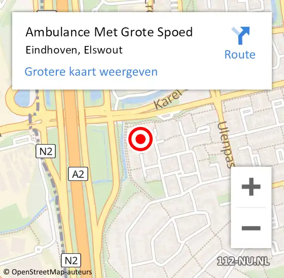 Locatie op kaart van de 112 melding: Ambulance Met Grote Spoed Naar Eindhoven, Elswout op 3 mei 2019 23:40