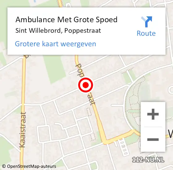 Locatie op kaart van de 112 melding: Ambulance Met Grote Spoed Naar Sint Willebrord, Poppestraat op 4 mei 2019 02:42