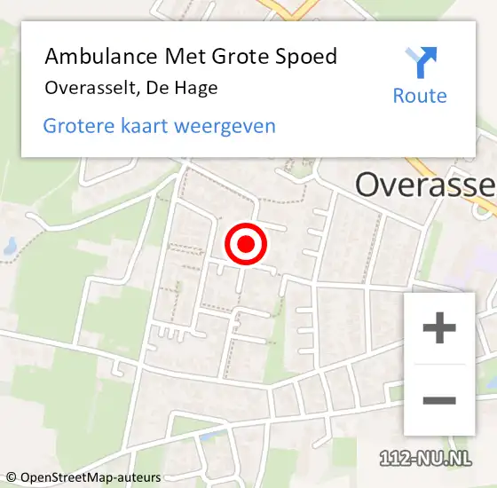 Locatie op kaart van de 112 melding: Ambulance Met Grote Spoed Naar Overasselt, De Hage op 4 mei 2019 03:45