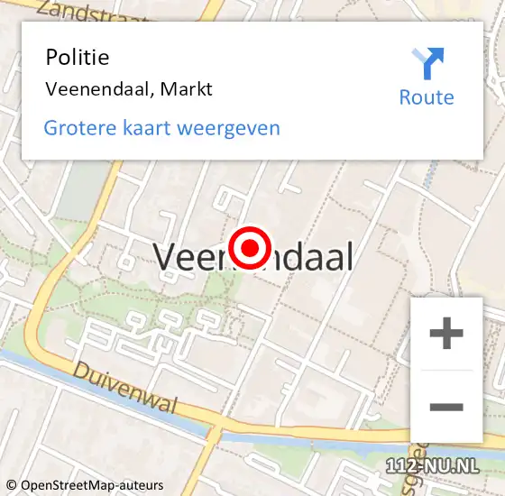 Locatie op kaart van de 112 melding: Politie Veenendaal, Markt op 4 mei 2019 04:21