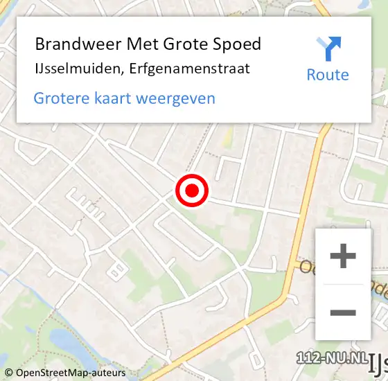 Locatie op kaart van de 112 melding: Brandweer Met Grote Spoed Naar IJsselmuiden, Erfgenamenstraat op 4 mei 2019 04:33