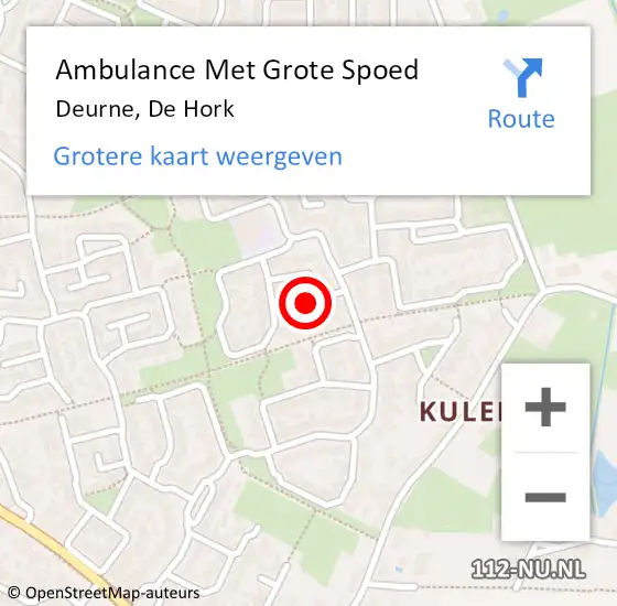 Locatie op kaart van de 112 melding: Ambulance Met Grote Spoed Naar Deurne, De Hork op 4 mei 2019 05:00