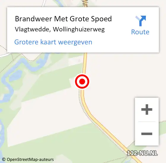 Locatie op kaart van de 112 melding: Brandweer Met Grote Spoed Naar Vlagtwedde, Wollinghuizerweg op 4 mei 2019 06:30