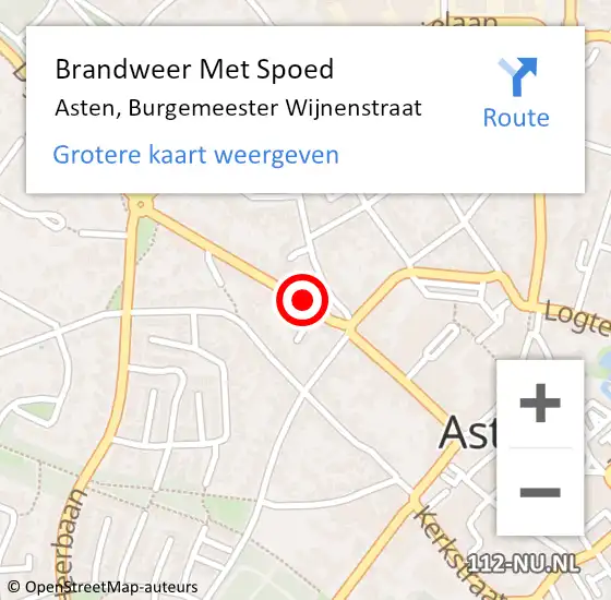 Locatie op kaart van de 112 melding: Brandweer Met Spoed Naar Asten, Burgemeester Wijnenstraat op 4 mei 2019 07:06