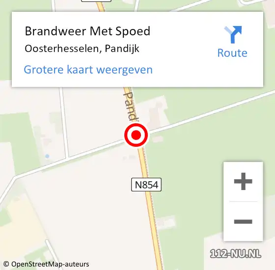 Locatie op kaart van de 112 melding: Brandweer Met Spoed Naar Oosterhesselen, Pandijk op 4 mei 2019 08:27