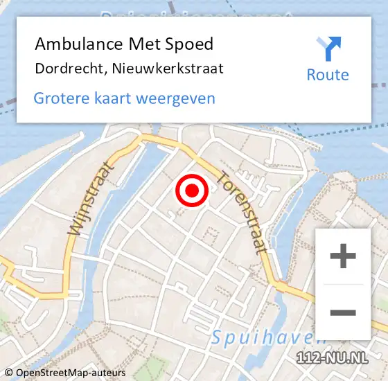 Locatie op kaart van de 112 melding: Ambulance Met Spoed Naar Dordrecht, Nieuwkerkstraat op 4 mei 2019 11:12