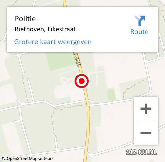 Locatie op kaart van de 112 melding: Politie Riethoven, Eikestraat op 4 mei 2019 12:19