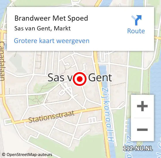 Locatie op kaart van de 112 melding: Brandweer Met Spoed Naar Sas van Gent, Markt op 4 mei 2019 14:06