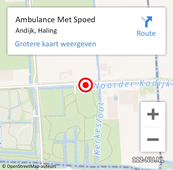 Locatie op kaart van de 112 melding: Ambulance Met Spoed Naar Andijk, Haling op 4 mei 2019 16:21