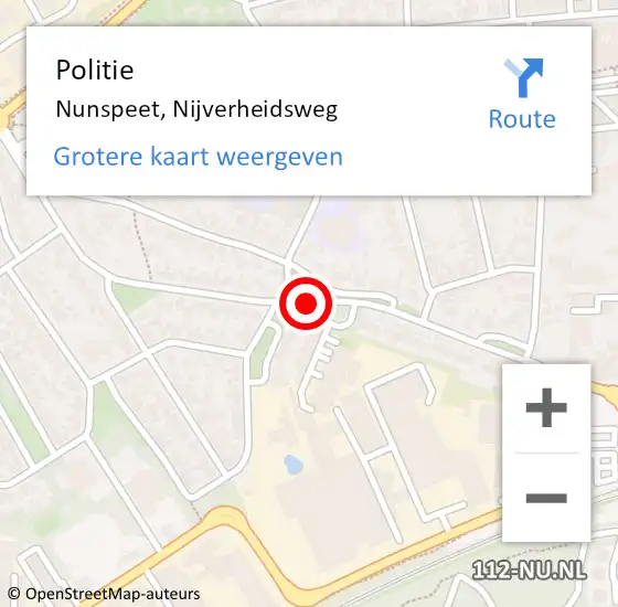 Locatie op kaart van de 112 melding: Politie Nunspeet, Nijverheidsweg op 4 mei 2019 16:25