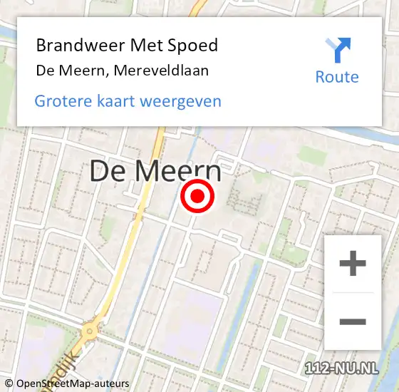 Locatie op kaart van de 112 melding: Brandweer Met Spoed Naar De Meern, Mereveldlaan op 4 mei 2019 17:29