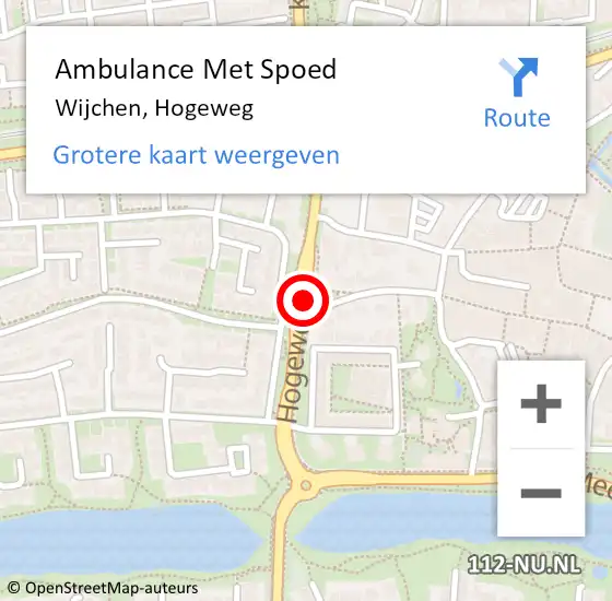 Locatie op kaart van de 112 melding: Ambulance Met Spoed Naar Wijchen, Hogeweg op 4 mei 2019 17:30