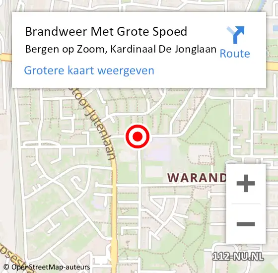 Locatie op kaart van de 112 melding: Brandweer Met Grote Spoed Naar Bergen op Zoom, Kardinaal De Jonglaan op 4 mei 2019 17:35