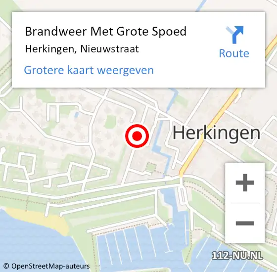 Locatie op kaart van de 112 melding: Brandweer Met Grote Spoed Naar Herkingen, Nieuwstraat op 4 mei 2019 17:42