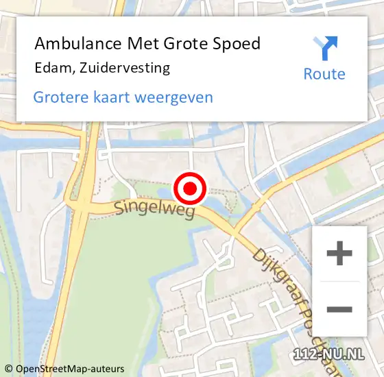 Locatie op kaart van de 112 melding: Ambulance Met Grote Spoed Naar Edam, Zuidervesting op 4 mei 2019 17:48