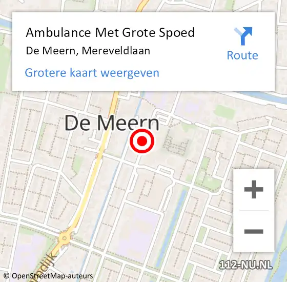 Locatie op kaart van de 112 melding: Ambulance Met Grote Spoed Naar De Meern, Mereveldlaan op 4 mei 2019 17:49