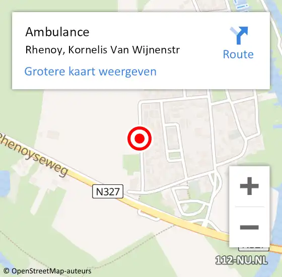 Locatie op kaart van de 112 melding: Ambulance Rhenoy, Kornelis Van Wijnenstr op 4 mei 2019 19:21