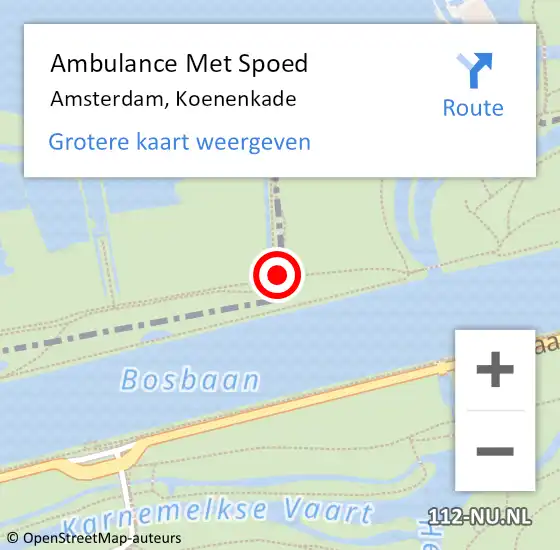 Locatie op kaart van de 112 melding: Ambulance Met Spoed Naar Amsterdam, Koenenkade op 4 mei 2019 20:01