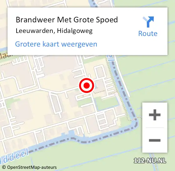 Locatie op kaart van de 112 melding: Brandweer Met Grote Spoed Naar Leeuwarden, Hidalgoweg op 4 mei 2019 21:15