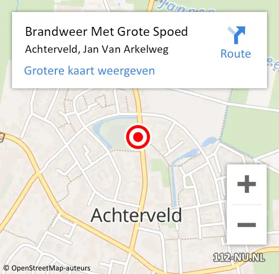 Locatie op kaart van de 112 melding: Brandweer Met Grote Spoed Naar Achterveld, Jan Van Arkelweg op 4 mei 2019 21:56