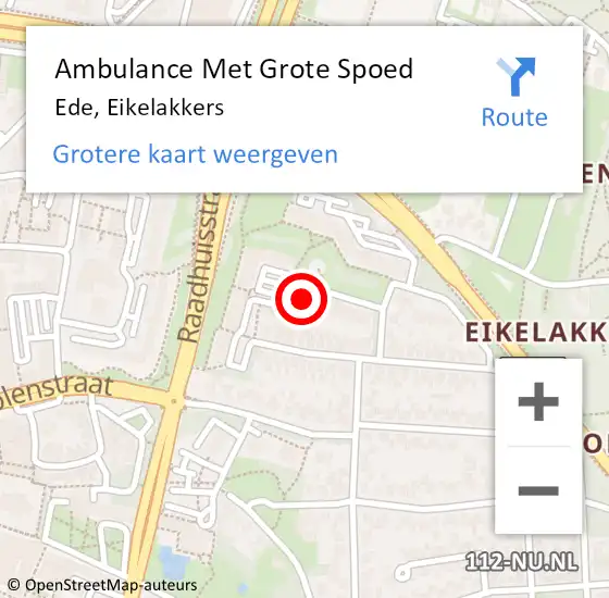 Locatie op kaart van de 112 melding: Ambulance Met Grote Spoed Naar Ede, Eikelakkers op 4 mei 2019 22:21
