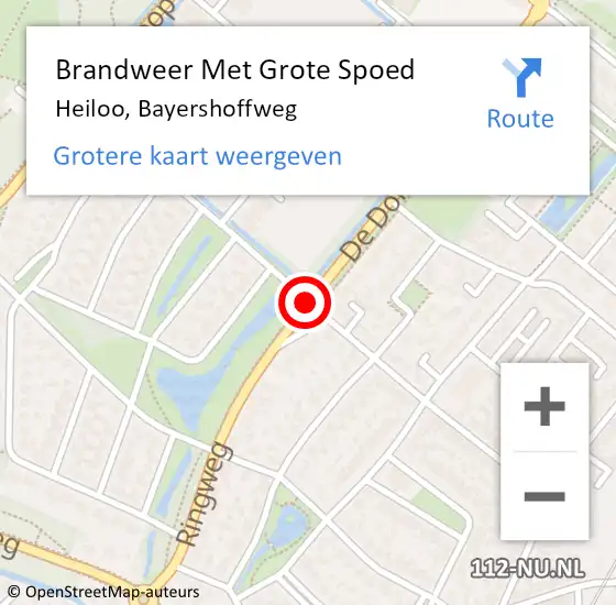 Locatie op kaart van de 112 melding: Brandweer Met Grote Spoed Naar Heiloo, Bayershoffweg op 5 mei 2019 00:12