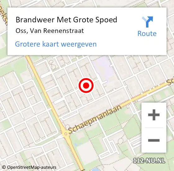 Locatie op kaart van de 112 melding: Brandweer Met Grote Spoed Naar Oss, Van Reenenstraat op 5 mei 2019 01:16