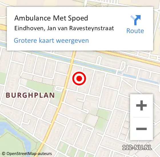 Locatie op kaart van de 112 melding: Ambulance Met Spoed Naar Eindhoven, Jan van Ravesteynstraat op 5 mei 2019 01:23