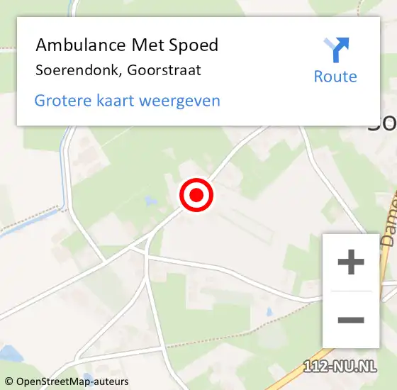 Locatie op kaart van de 112 melding: Ambulance Met Spoed Naar Soerendonk, Goorstraat op 5 mei 2019 03:02