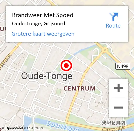 Locatie op kaart van de 112 melding: Brandweer Met Spoed Naar Oude-Tonge, Grijsoord op 5 mei 2019 03:26