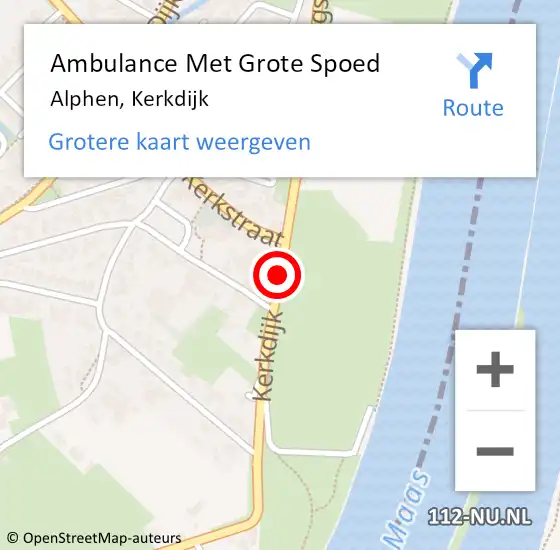 Locatie op kaart van de 112 melding: Ambulance Met Grote Spoed Naar Alphen, Kerkdijk op 5 mei 2019 05:54