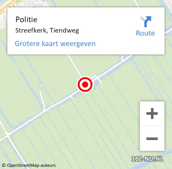 Locatie op kaart van de 112 melding: Politie Streefkerk, Tiendweg op 5 mei 2019 11:06