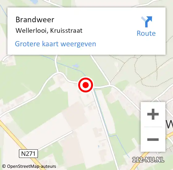 Locatie op kaart van de 112 melding: Brandweer Wellerlooi, Kruisstraat op 5 mei 2019 11:39