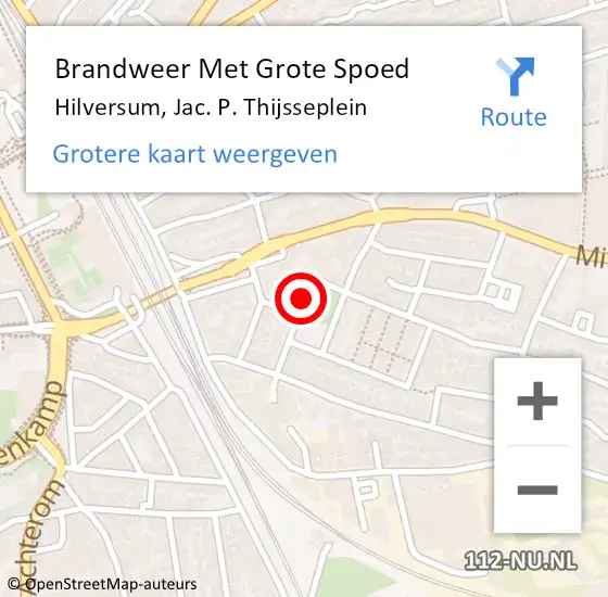 Locatie op kaart van de 112 melding: Brandweer Met Grote Spoed Naar Hilversum, Jac. P. Thijsseplein op 5 mei 2019 12:04