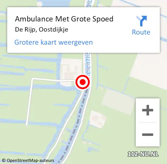 Locatie op kaart van de 112 melding: Ambulance Met Grote Spoed Naar De Rijp, Oostdijkje op 5 mei 2019 13:08