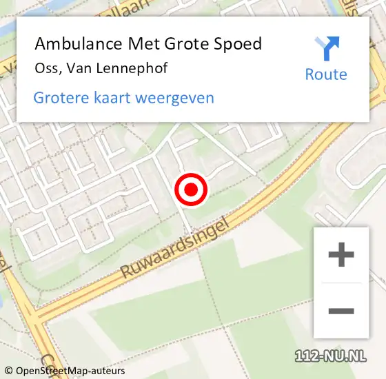 Locatie op kaart van de 112 melding: Ambulance Met Grote Spoed Naar Oss, Van Lennephof op 5 mei 2019 13:24