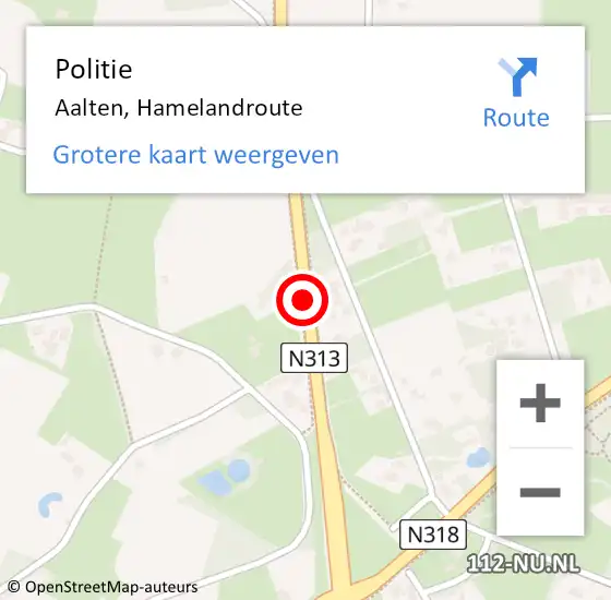 Locatie op kaart van de 112 melding: Politie Aalten, Hamelandroute op 5 mei 2019 14:48