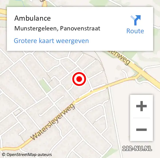 Locatie op kaart van de 112 melding: Ambulance Munstergeleen, Panovenstraat op 31 maart 2014 13:55