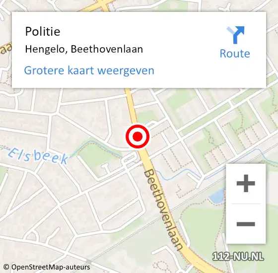 Locatie op kaart van de 112 melding: Politie Hengelo Ov, Beethovenlaan op 5 mei 2019 18:26