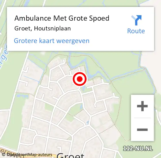 Locatie op kaart van de 112 melding: Ambulance Met Grote Spoed Naar Groet, Houtsniplaan op 5 mei 2019 18:40