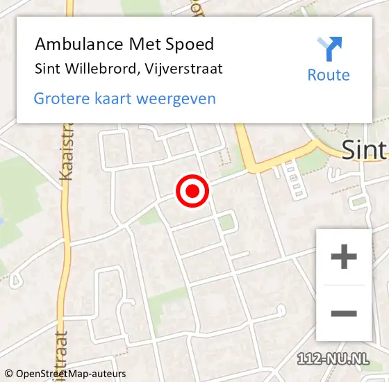 Locatie op kaart van de 112 melding: Ambulance Met Spoed Naar Sint Willebrord, Vijverstraat op 5 mei 2019 19:26