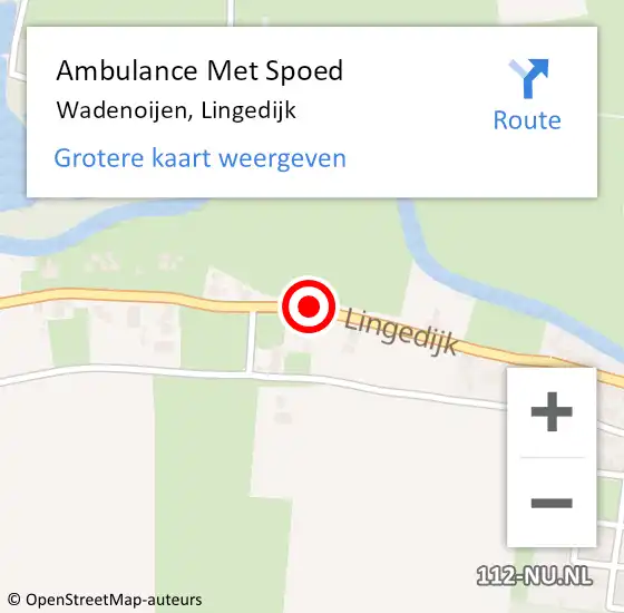 Locatie op kaart van de 112 melding: Ambulance Met Spoed Naar Wadenoijen, Lingedijk op 5 mei 2019 19:32
