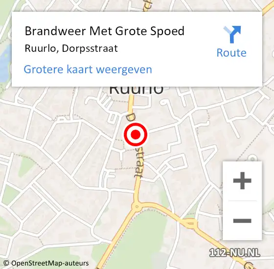 Locatie op kaart van de 112 melding: Brandweer Met Grote Spoed Naar Ruurlo, Dorpsstraat op 5 mei 2019 19:54