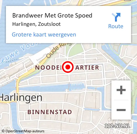 Locatie op kaart van de 112 melding: Brandweer Met Grote Spoed Naar Harlingen, Zoutsloot op 5 mei 2019 20:10