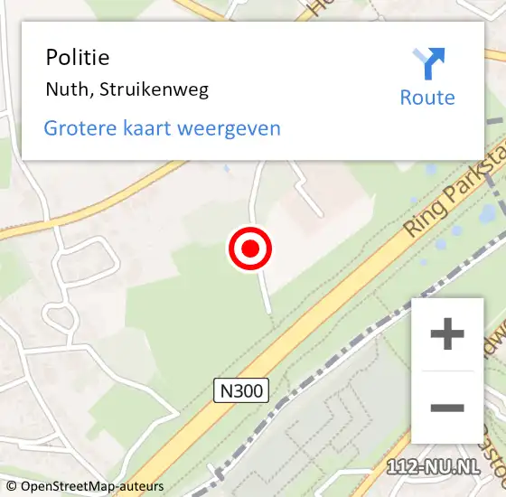 Locatie op kaart van de 112 melding: Politie Nuth, Struikenweg op 5 mei 2019 21:47