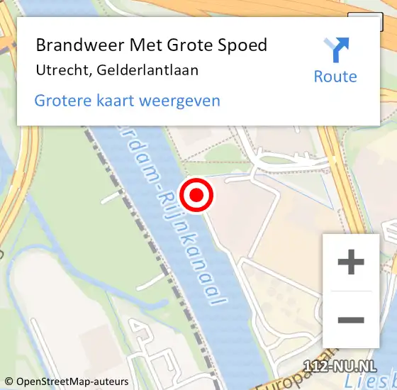 Locatie op kaart van de 112 melding: Brandweer Met Grote Spoed Naar Utrecht, Gelderlantlaan op 5 mei 2019 21:59