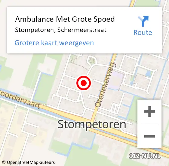 Locatie op kaart van de 112 melding: Ambulance Met Grote Spoed Naar Stompetoren, Schermeerstraat op 5 mei 2019 22:31